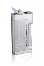 Caseti Marvolo Single Jet Flame Cigar Lighter Engine Turn & Blue Crystal
