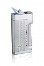 Caseti Marvolo Single Jet Flame Cigar Lighter Engine Turn & Clear Crystal