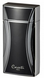 Caseti Naxos Single Jet Flame Cigar Lighter Black Lacquer & Chrome