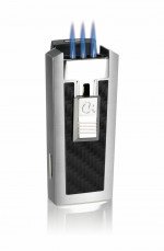 Caseti Tripolis Black Carbon Fiber Triple Torch Flame Cigar Lighter