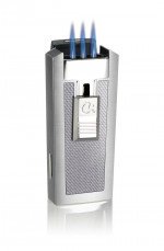 Caseti Tripolis White Carbon Fiber Triple Torch Flame Cigar Lighter