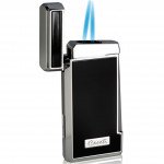 Caseti Tyros Black Lacquer Double Torch Flame Cigar Lighter