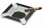Festus Large Cigar Ashtray Matte Black and Silver