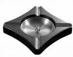 Fuego Carbon Fiber Patterned Wooden Cigar Ashtray Holds 4 Cigars