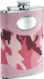 GI Jane Pink Camouflage Wrapped Stainless Steel Hip Flask