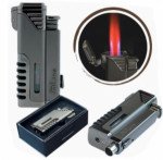 Gotham Quad Torch (4 Flames) w/ Punch Cutter in Gift Box - Gun Metal Gray