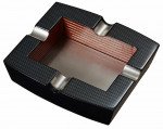 Nomandy Carbon Fiber Patterned Square Wooden Cigar Ashtray