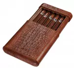 Rennes Crocodile Patterned Leather Travel Cigar Case - Holds 5 Cigars