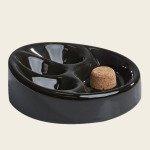 Shiny Round Pipe Ashtray 3 Rest Black