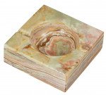 Sugilite Brown And Olive Square Onyx Stone Cigarette Ashtray With 2 Rests