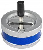 Taz Blue And Silver Metal Air Tight Push Down Cigarette Ashtray