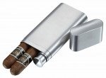 Toledo Brushed Stainless Steel 2 Finger Cigar Case with Flask