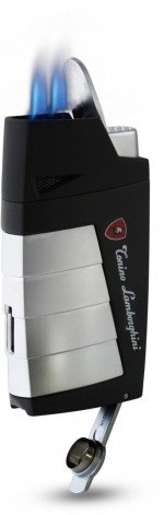 Tonino Lamborghini Duo Twin Jet Torch Flame Cigar Lighter Black With Chrome