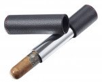 Tristan Black Leather & Stainless Steel Cigar Case