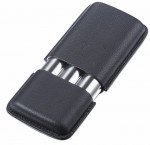 Vincent Black Leather & Stainless Steel Cigar Case