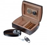 Visol Burkhard Wood Humidor Gift Set with Ashtray and Cutter