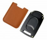 Visol Guillotine Pocket Cigar Cutter with a Brown Pouch