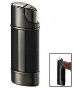 Visol Piccolo Leather & Gunmetal Wind-Resistant Torch Flame Lighter