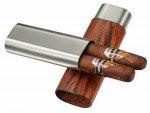 Visol Ryland Natural Wood & Stainless Steel Cigar Case