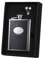 Veda 6 oz. Bonded Leather Liquor Flask Gift Set